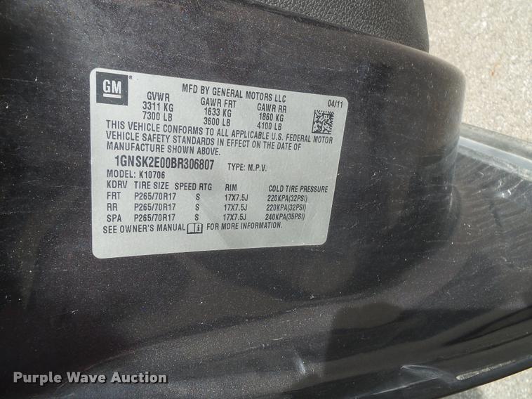 image for item K8138 2011 Chevrolet Tahoe Police SUV