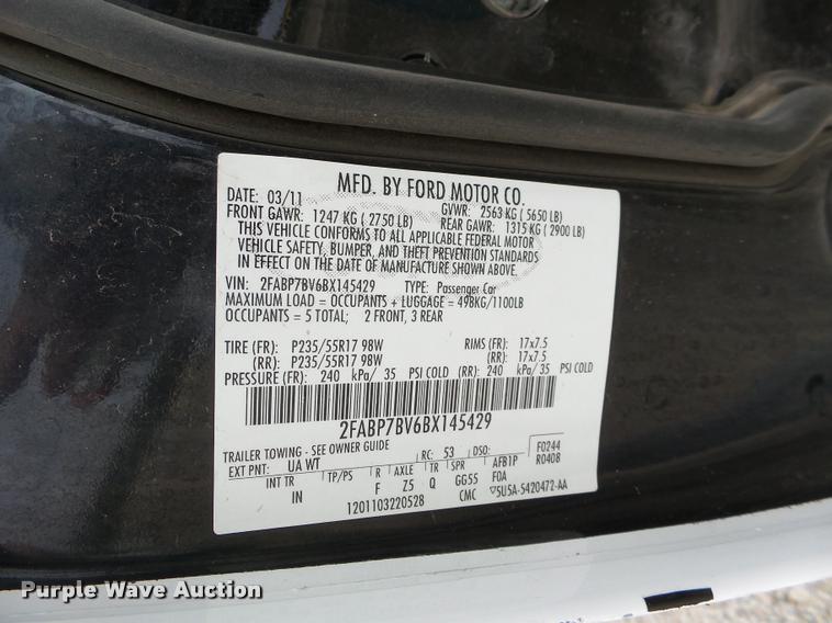 image for item L3383 2011 Ford Crown Victoria Police Interceptor