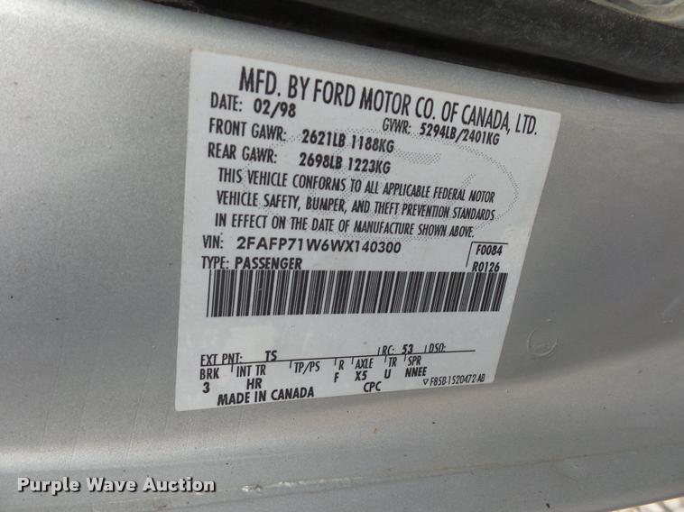 image for item L4298 1998 Ford Crown Victoria Police Interceptor