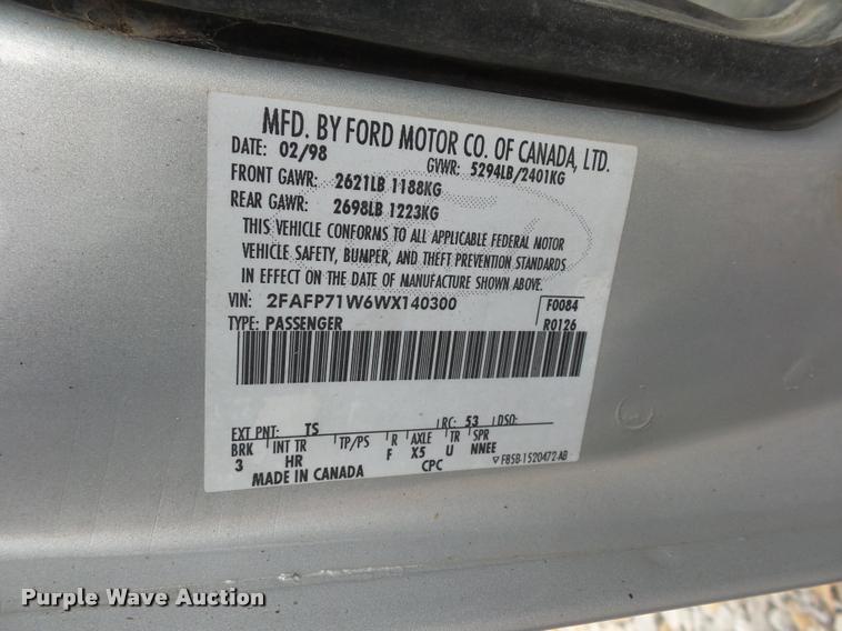 image for item L4298 1998 Ford Crown Victoria Police Interceptor