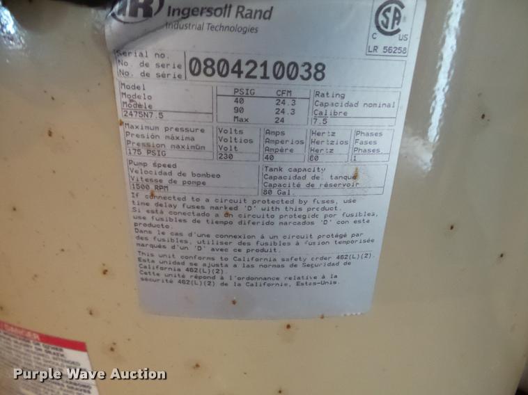 image for item DA4792 Ingersoll Rand 2475-E air compressor