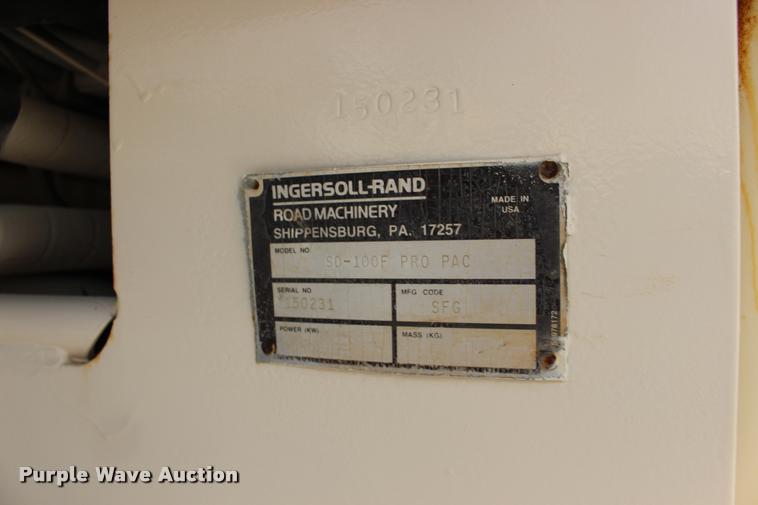 image for item DB0010 2001 Ingersoll Rand SD-100F single drum vibratory roller
