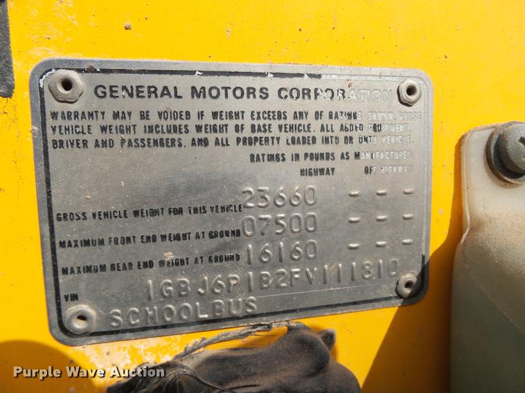 image for item DB0071 1985 Chevrolet 60 school bus