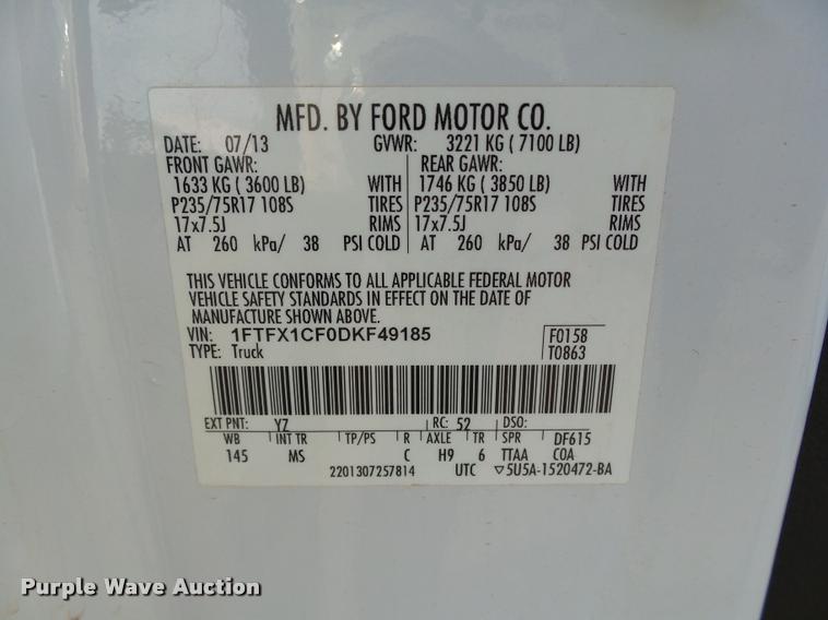 image for item DB0101 2013 Ford F150 XLT SuperCab pickup truck