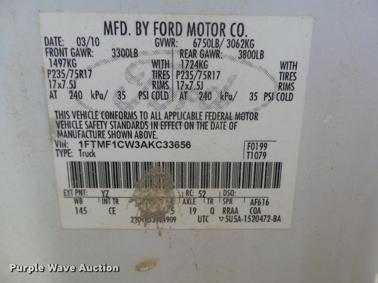 image for item DB0102 2010 Ford F150 XL pickup truck