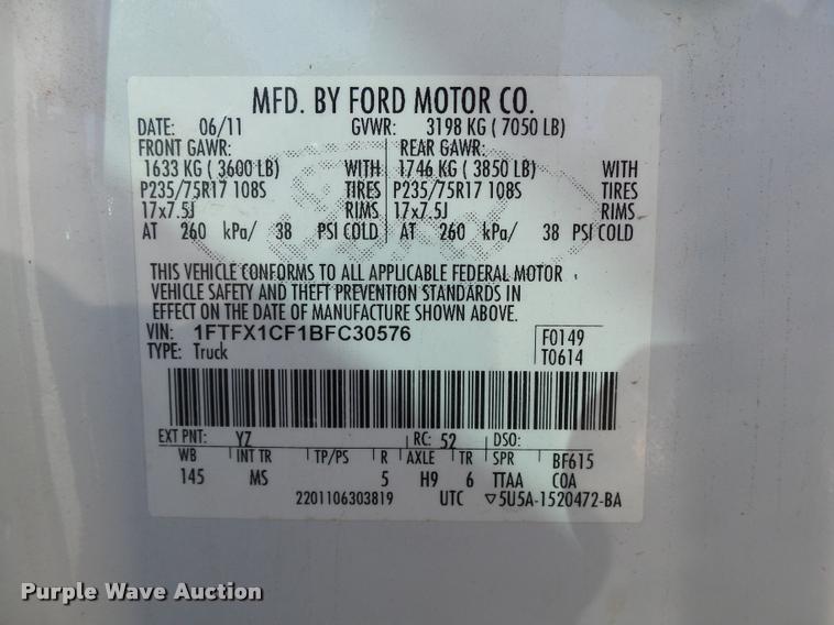 image for item DB0104 2011 Ford F150 XLT SuperCab pickup truck