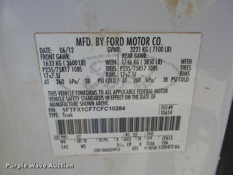 image for item DB0106 2012 Ford F150 XLT SuperCab pickup truck
