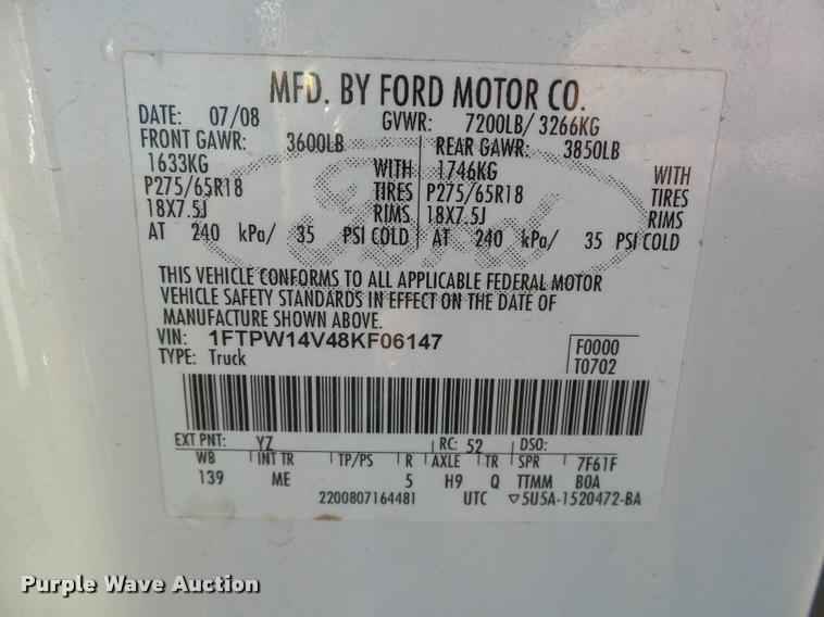 image for item DB0112 2008 Ford F150 XLT SuperCrew pickup truck