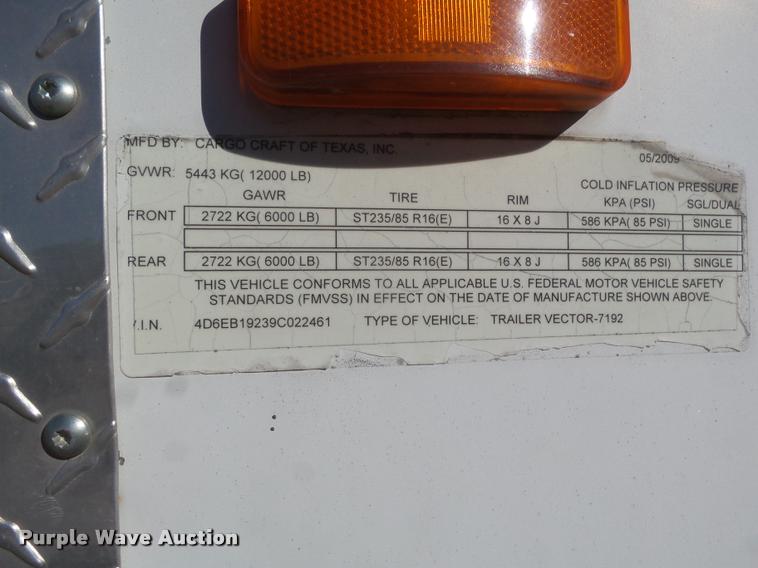 image for item DA4707 2009 Cargo Craft enclosed cargo trailer