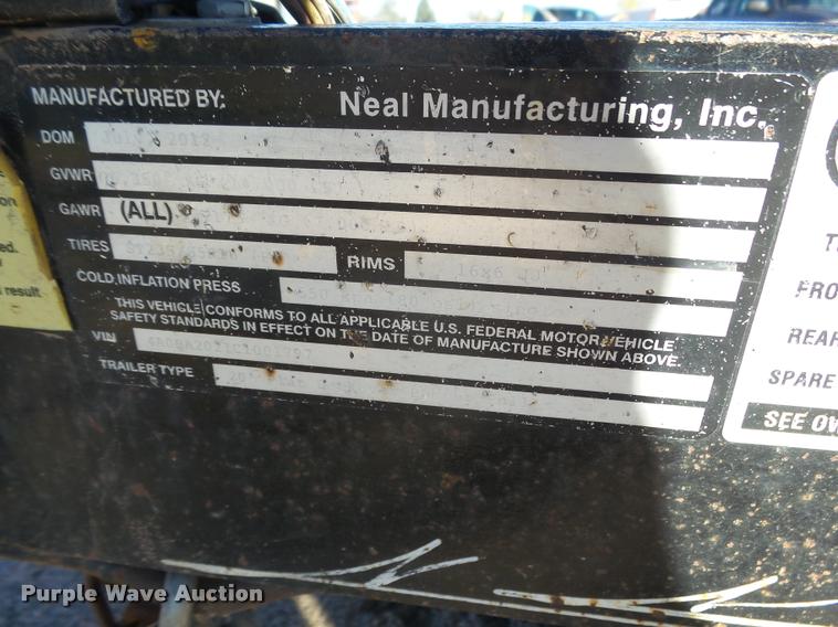 image for item DA4714 2012 Neal utility trailer