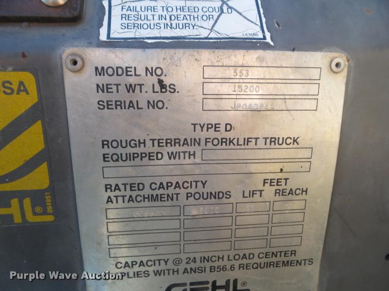 image for item DB3625 Gehl 553 telehandler