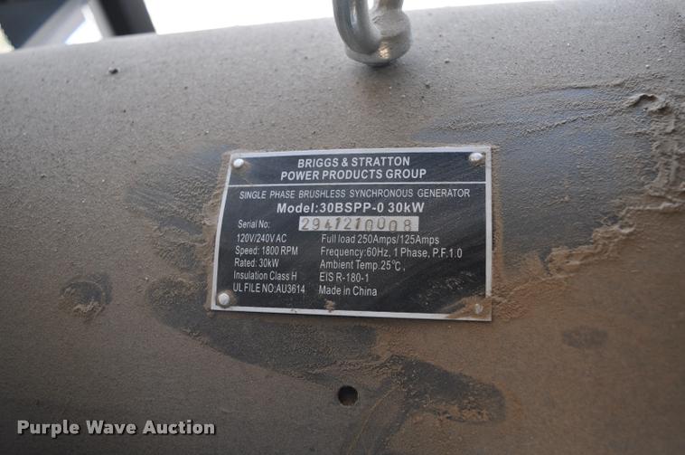 image for item L5085 2014 Briggs and Stratton 076034 generator