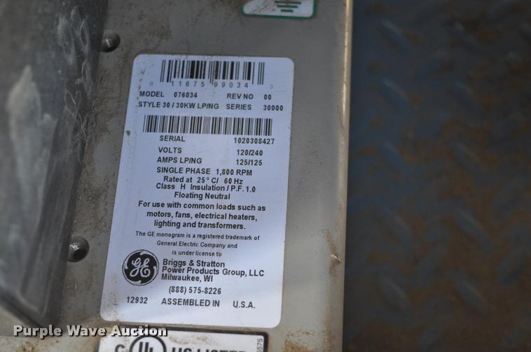 image for item L5085 2014 Briggs and Stratton 076034 generator