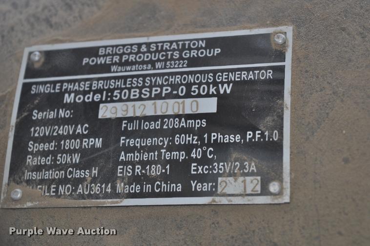 image for item L5086 2014 Briggs and Stratton 076035 generator