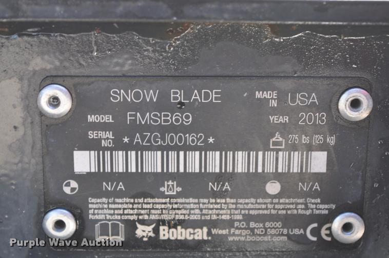 image for item L5092 2013 Bobcat FMSB69 utility vehicle snow blade