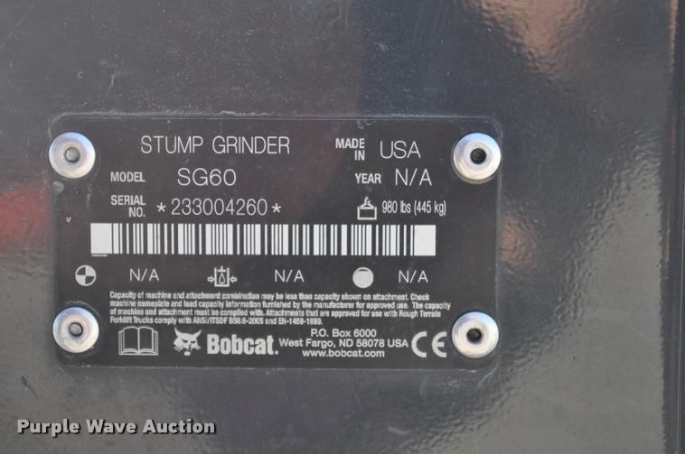 image for item L5097 2013 Bobcat SG60 skid steer stump grinder
