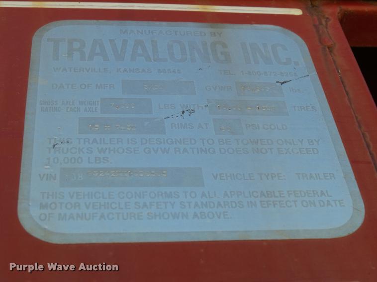 image for item K5164 1989 Travalong livestock trailer