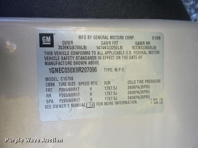 image for item AG9158 2008 Chevrolet Tahoe Police SUV