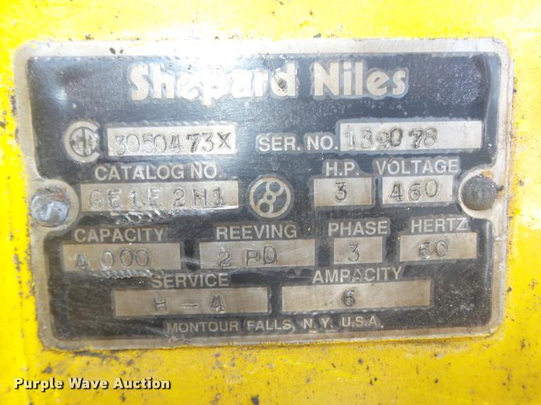 image for item CA9303 Shepard Niles trolley crane