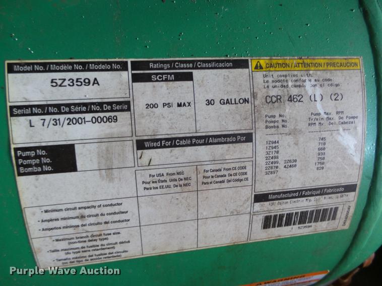 image for item CA9324 2001 Melben air compressor