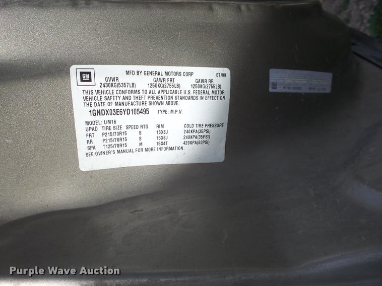 image for item DA2072 2000 Chevrolet Venture van