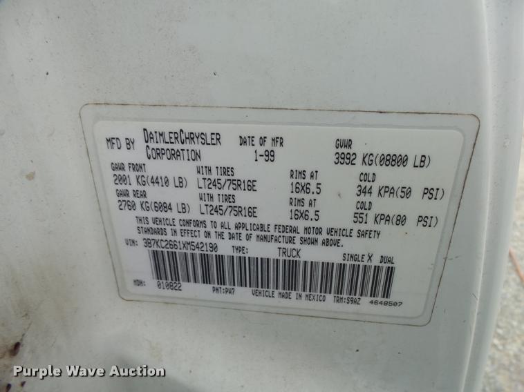 image for item DA2103 1999 Dodge Ram 2500 pickup truck