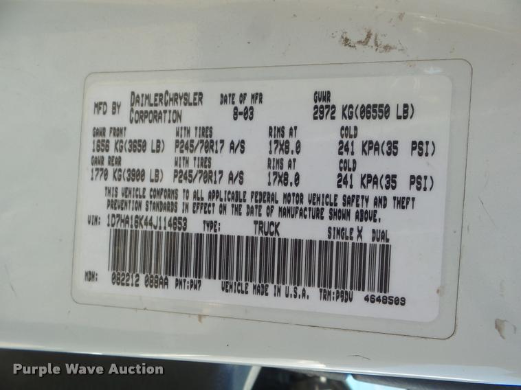 image for item DB3587 2004 Dodge Ram 1500 pickup truck