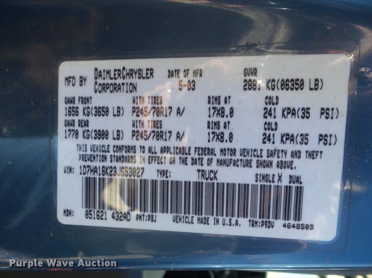 image for item DB3588 2003 Dodge Ram 1500 pickup truck