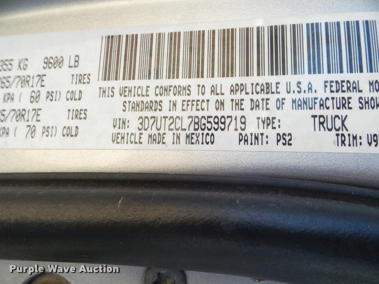 image for item DB3637 2011 Dodge Ram 2500 Crew Cab pickup truck