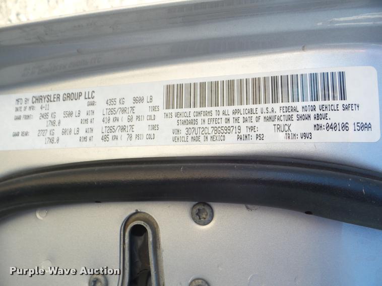 image for item DB3637 2011 Dodge Ram 2500 Crew Cab pickup truck