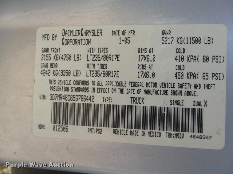 image for item DB4581 2005 Dodge Ram 3500 Quad Cab pickup truck