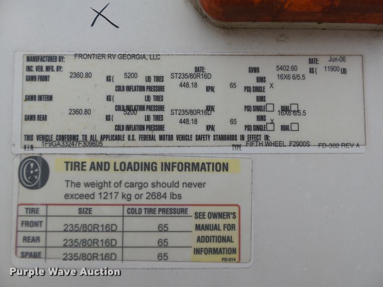 image for item DB4584 2007 Aspen F2900S camper