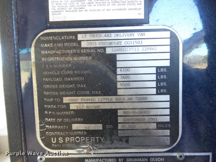 image for item DB5255 2001 Chevrolet Express 3500 delivery van