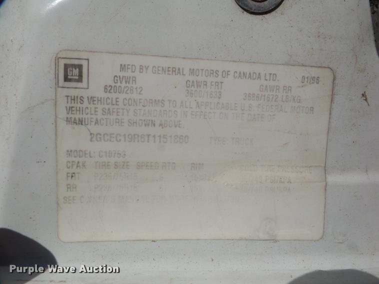 image for item DB5282 1996 Chevrolet 1500 Ext. Cab pickup truck