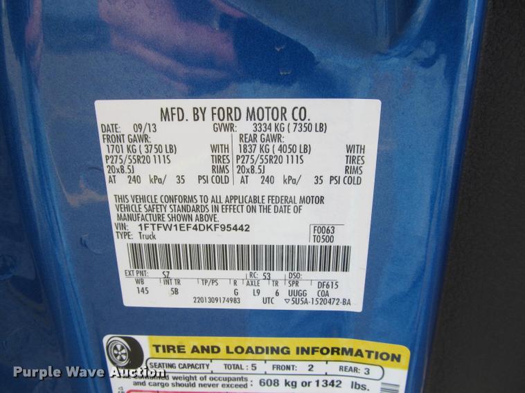 image for item J2660 2013 Ford F150 FX4 SuperCrew pickup truck