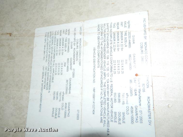 image for item J5035 2004 Monaco Dynasty Princess RV