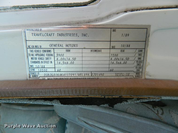 image for item J5045 1989 Chevrolet G30 Leisure-Cruiser Travelcraft RV