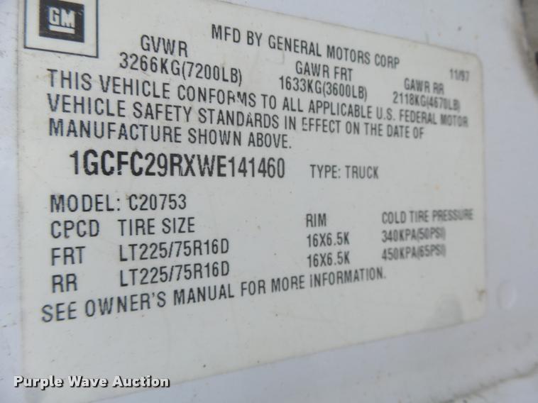 image for item K5571 1998 Chevrolet 2500 Ext. Cab pickup truck