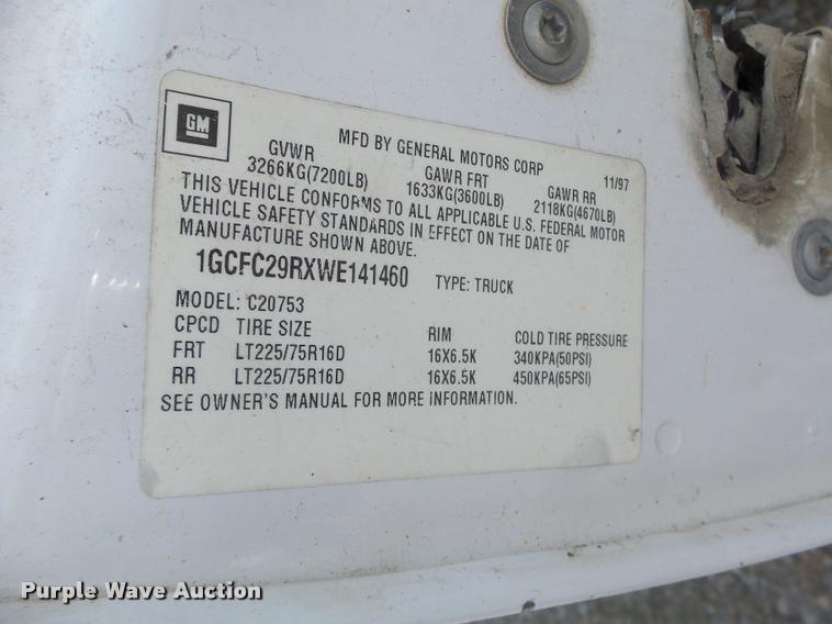 image for item K5571 1998 Chevrolet 2500 Ext. Cab pickup truck