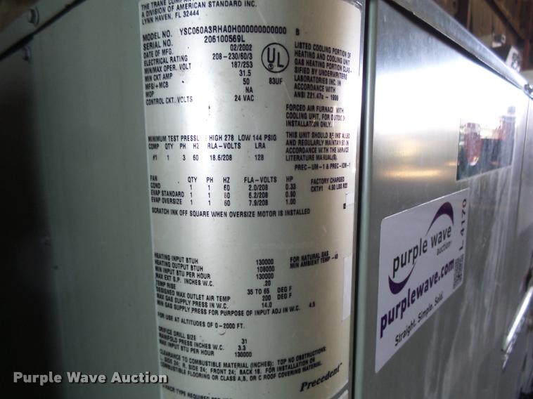 image for item L4170 2002 Trane AC and heat unit