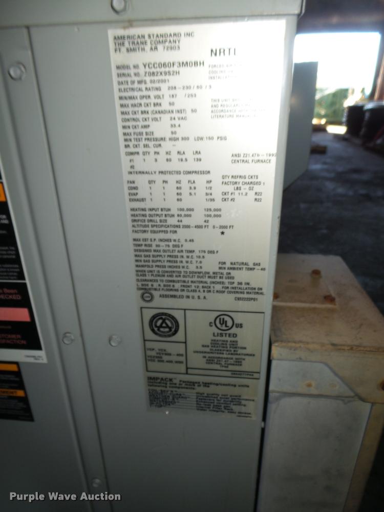 image for item L4171 2001 American Standard AC and heat unit