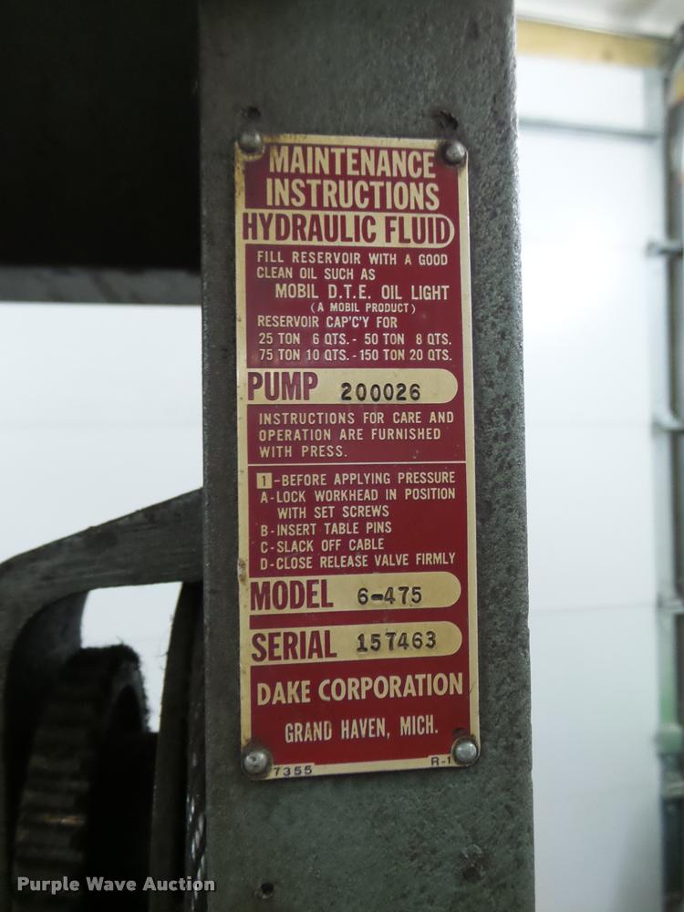 image for item L4180 Dake 6-475 press