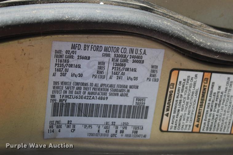 image for item L4908 2002 Ford Explorer XLT SUV