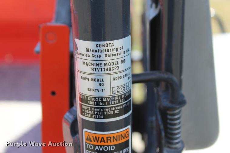 image for item L4912 2014 Kubota RTV1140CPX utility vehicle