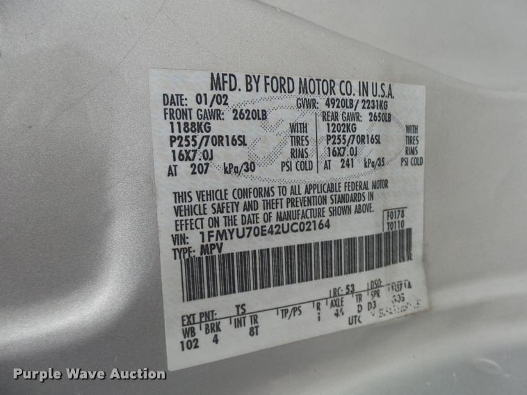 image for item L7173 2002 Ford Explorer SUV