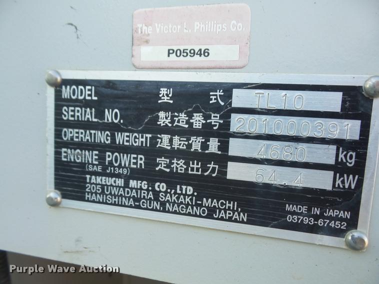 image for item DA3863 2013 Takeuchi TL10 skid steer