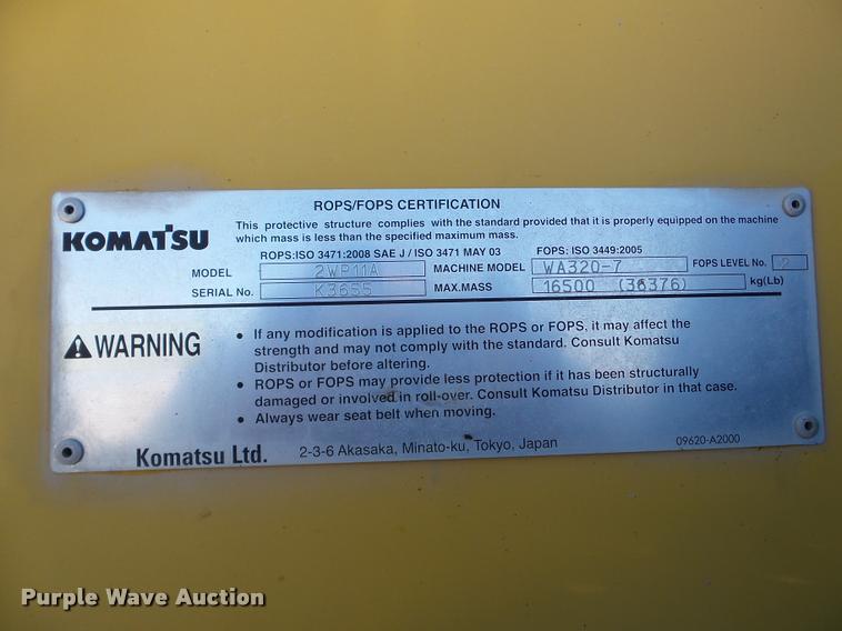 image for item DA8999 2014 Komatsu WA320-7 wheel loader