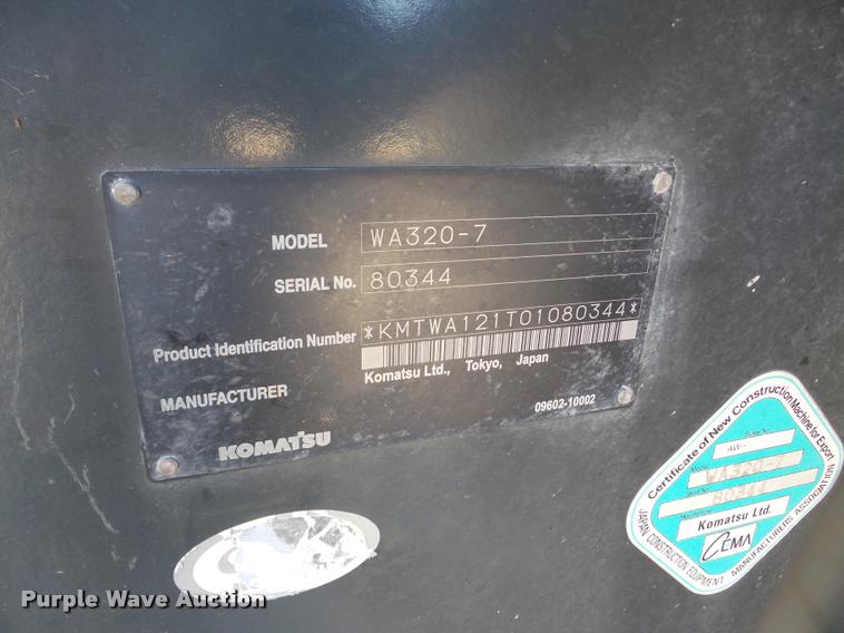 image for item DA8999 2014 Komatsu WA320-7 wheel loader