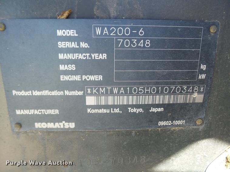 image for item DB1752 2008 Komatsu WA200 wheel loader