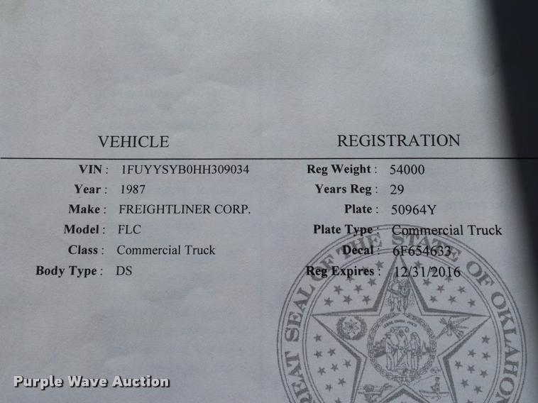 image for item DB4594 1987 Freightliner FLC-64T dump truck